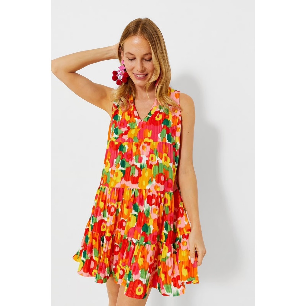 Tuckernuck Pomander Place Kenzie Dress Women Floral Tiered Colorful Sleeveless